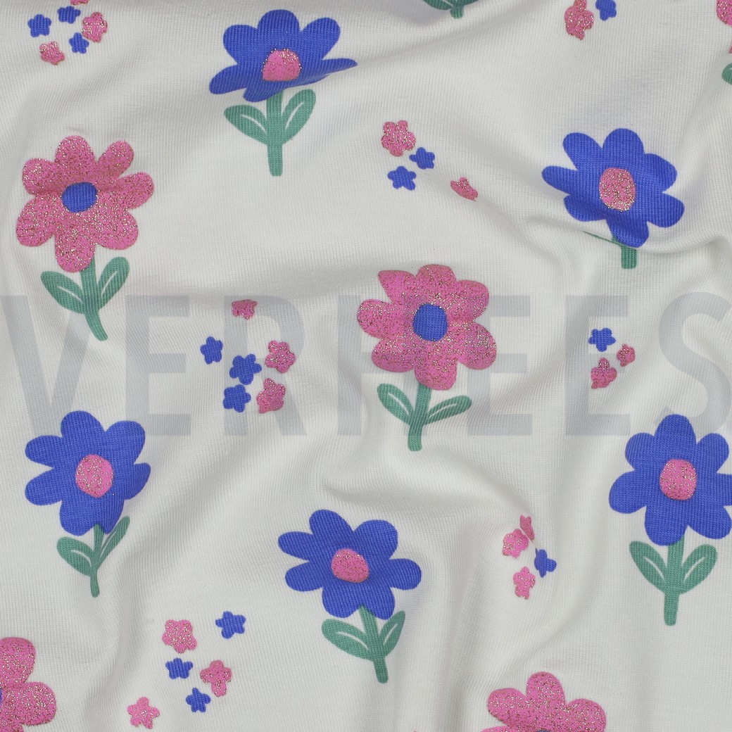 JERSEY PAILLETÉE FLEURS BLANC CASSÉ #7