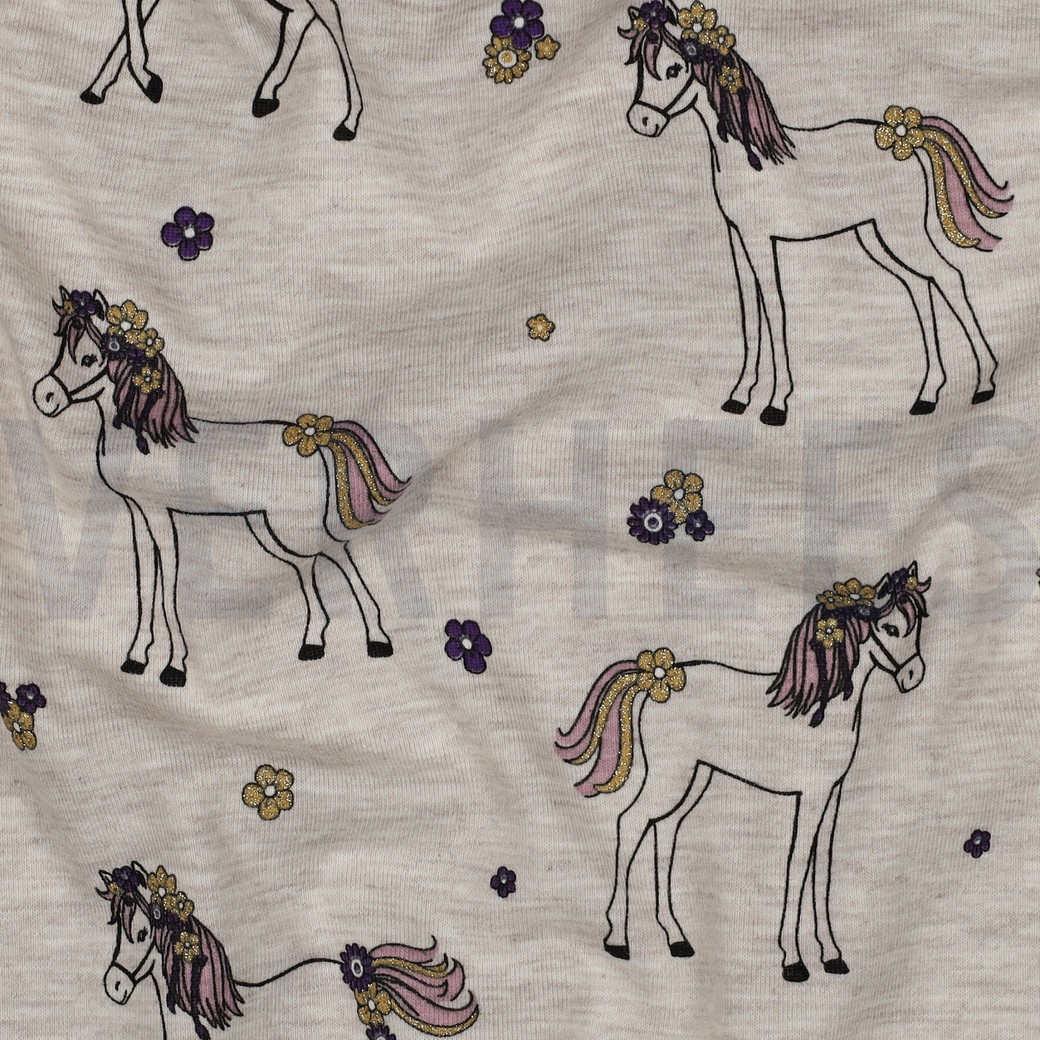JERSEY MELIERT GLITZER PFERDE HELL SAND #7