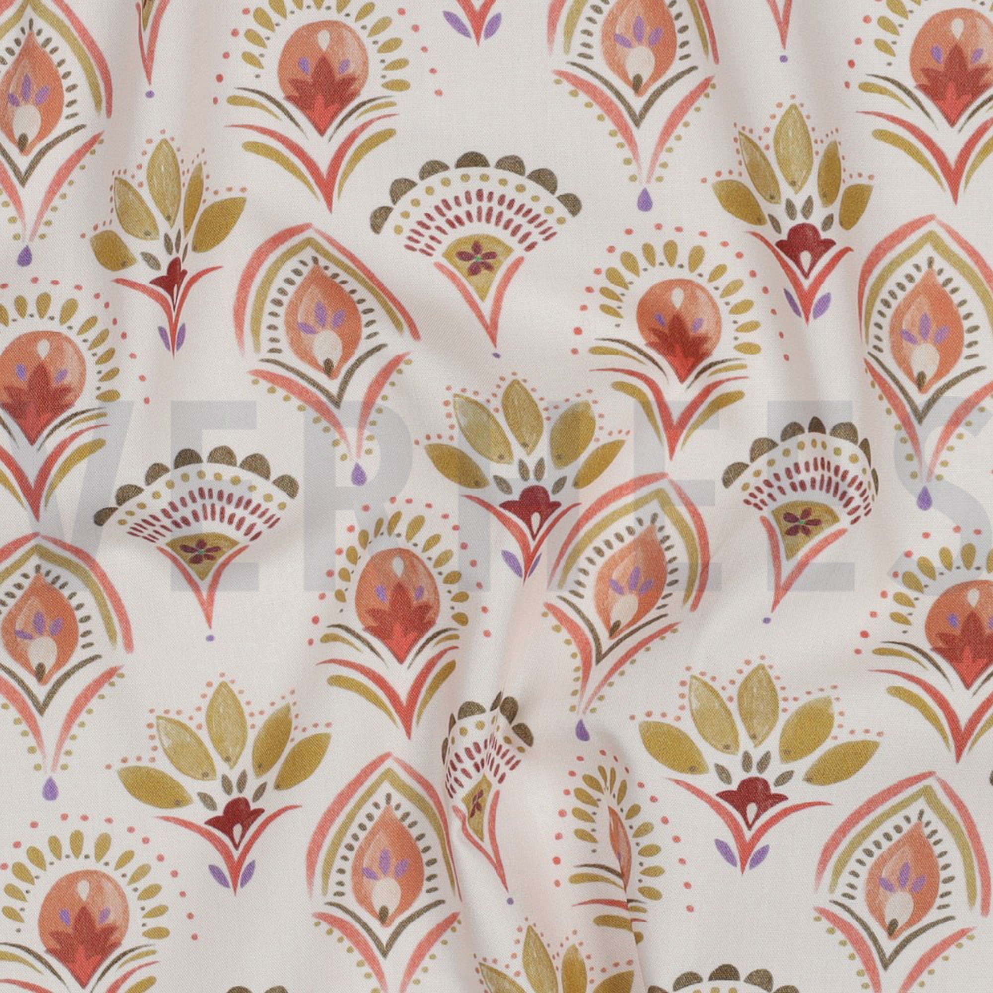 BAUMWOLLE POPELINE DIGITAL BLUMEN GEBROCHEN WEISS (high resolution) #2