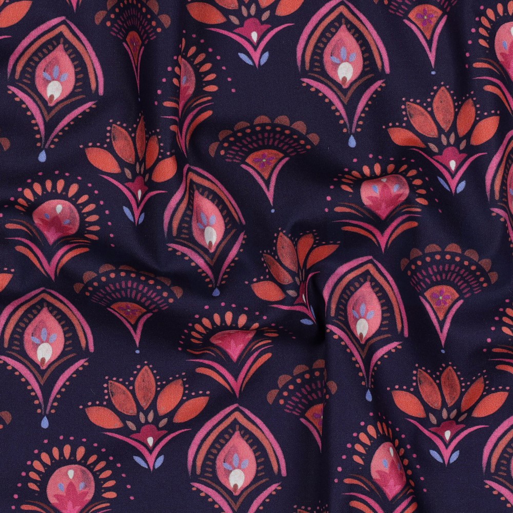 FINE POPLIN DIGITAL FLOWERS NAVY (high resolution) #2