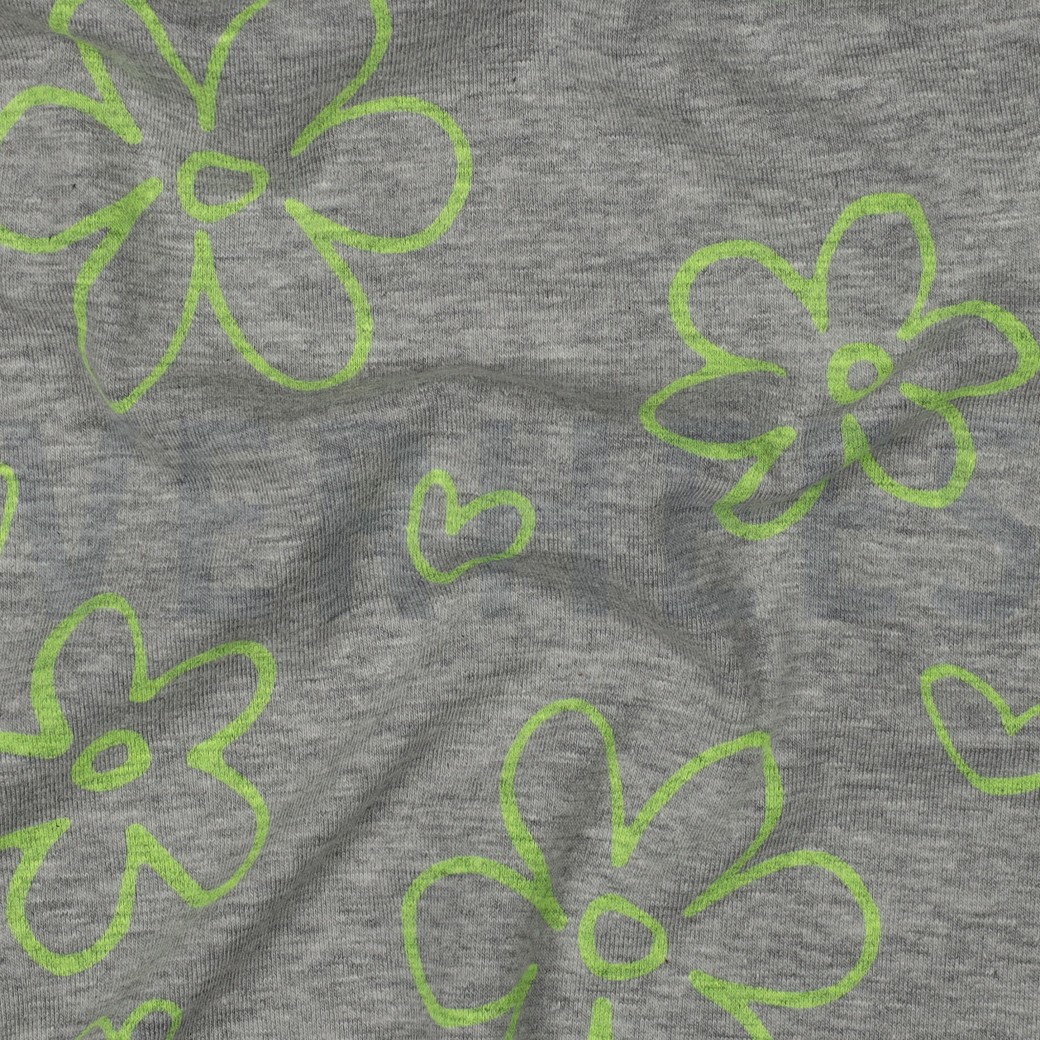 JERSEY MÉLANGE NEON FLEURS GRIS CLAIR #7