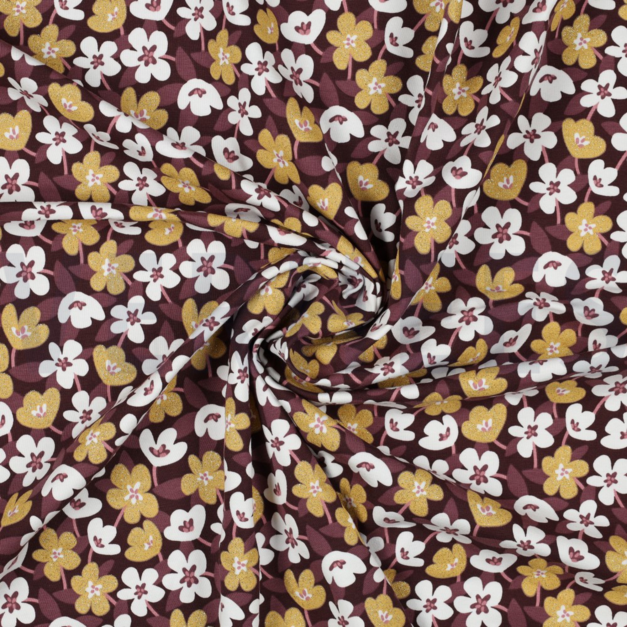 JERSEY GLITTER FLOWERS WINE RED (high resolution) #2