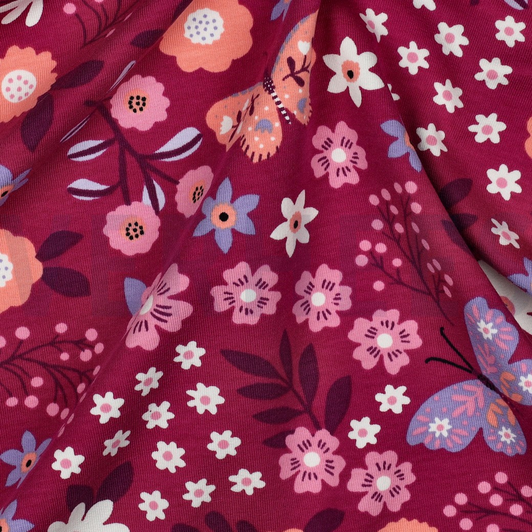 FRENCH TERRY FLEURS FUCHSIA #7