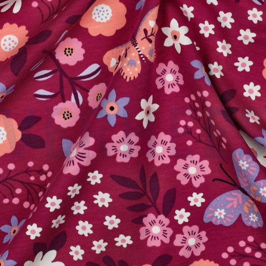 FRENCH TERRY FLOWERS FUCHSIA #7