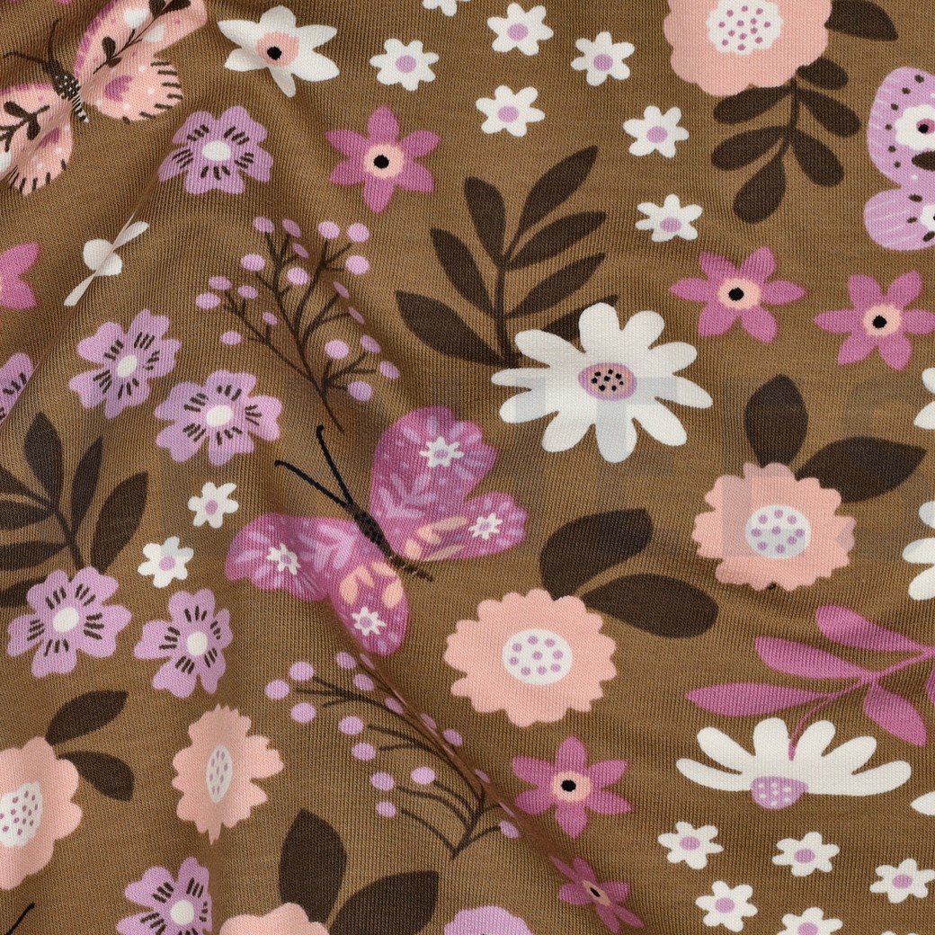 FRENCH TERRY FLOWERS CAMEL #7