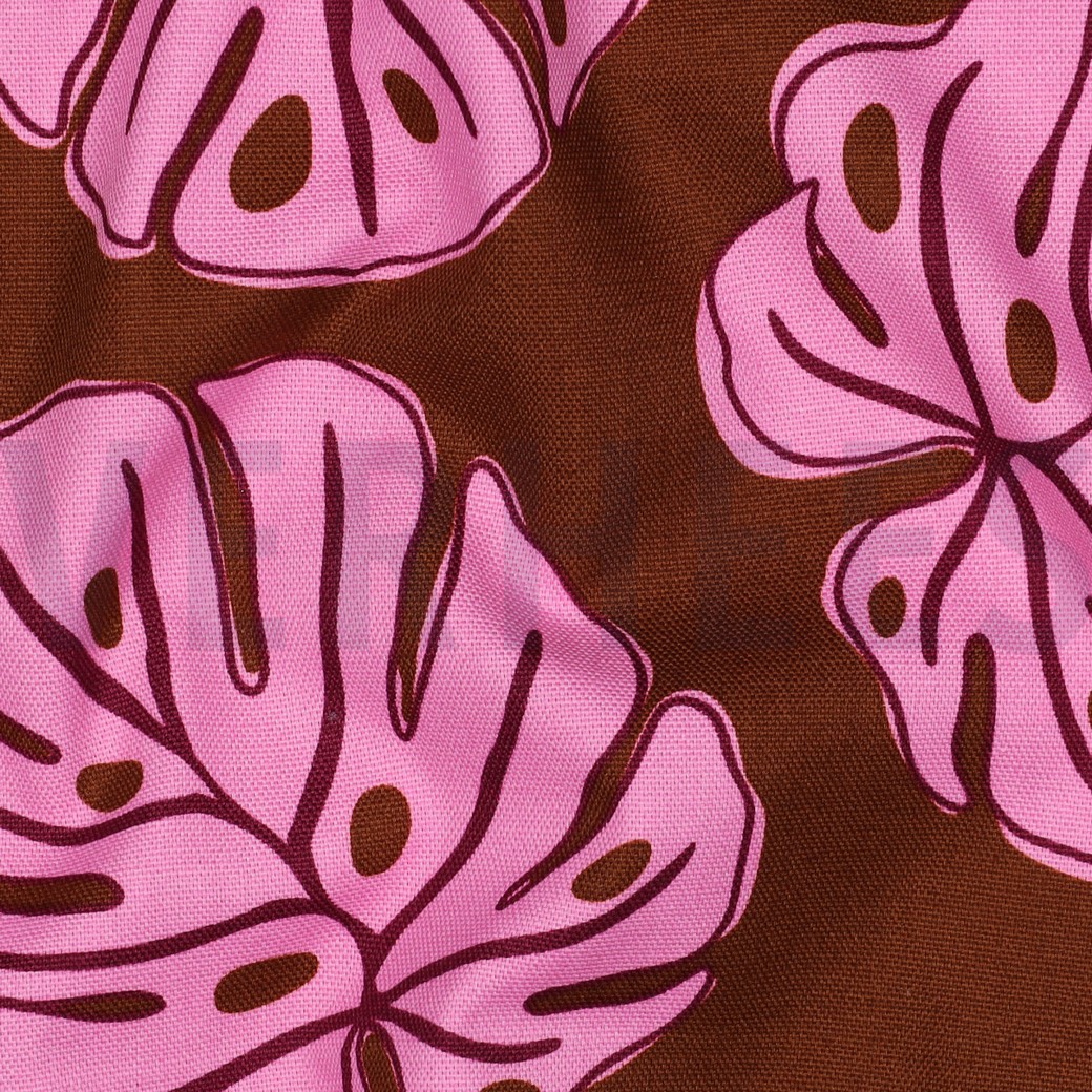 TOILE CANVAS FEUILLES MONSTERA BRUN #7