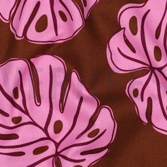 CANVAS MONSTERA LEAVES BROWN #7
