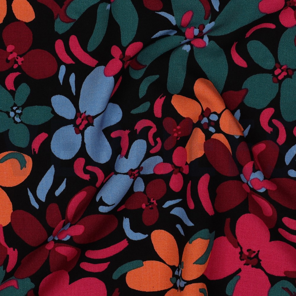 VISCOSE RADIANCE FLOWERS BLACK #7