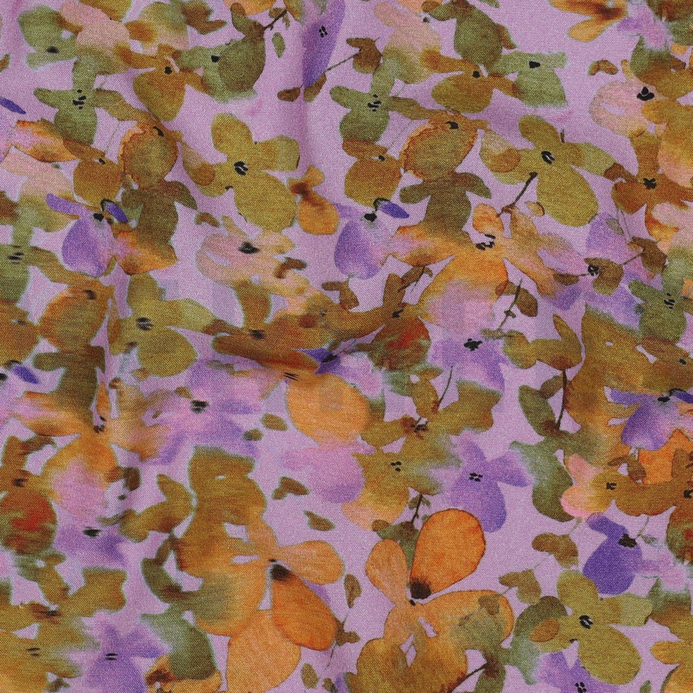 VISCOSE STRETCH DIGITAL FLOWERS LAVENDER #7