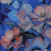 VISCOSE STRETCH DIGITAL FLOWERS BLUE (thumbnail) #2