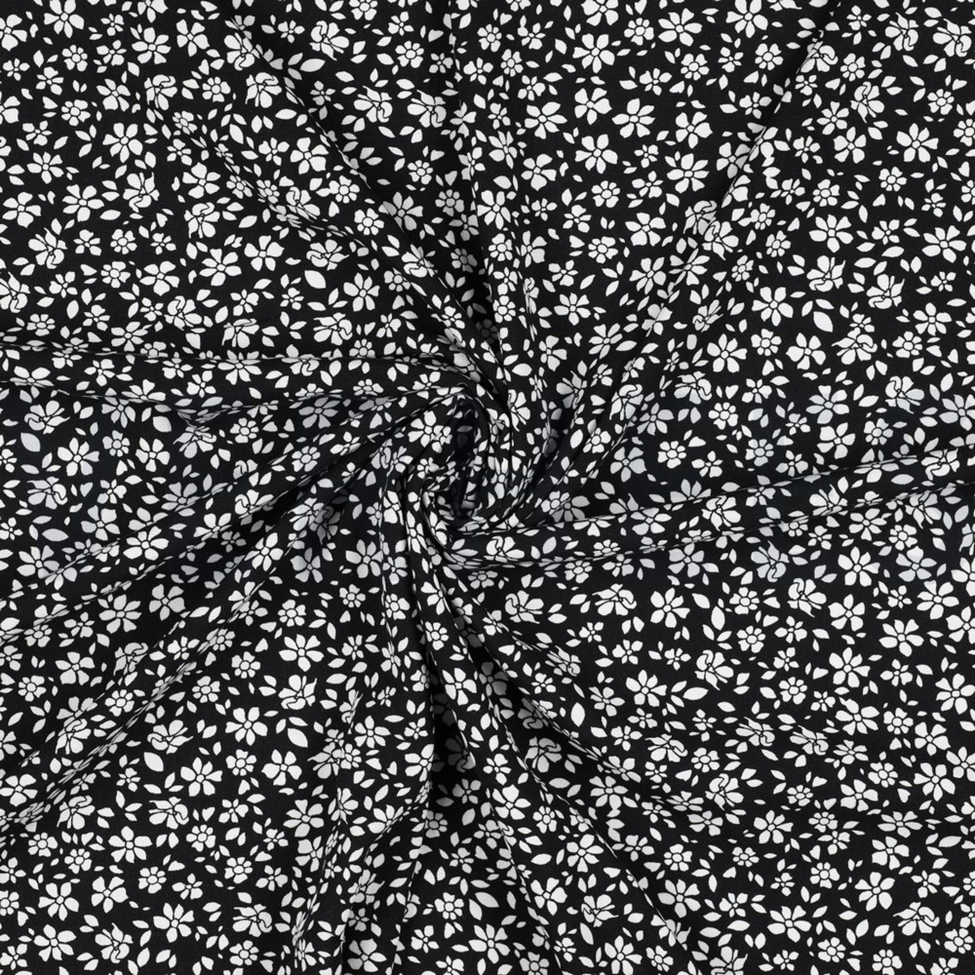 VISCOSE POPLIN STRETCH KLEINE BLOEMEN ZWART (high resolution) #2