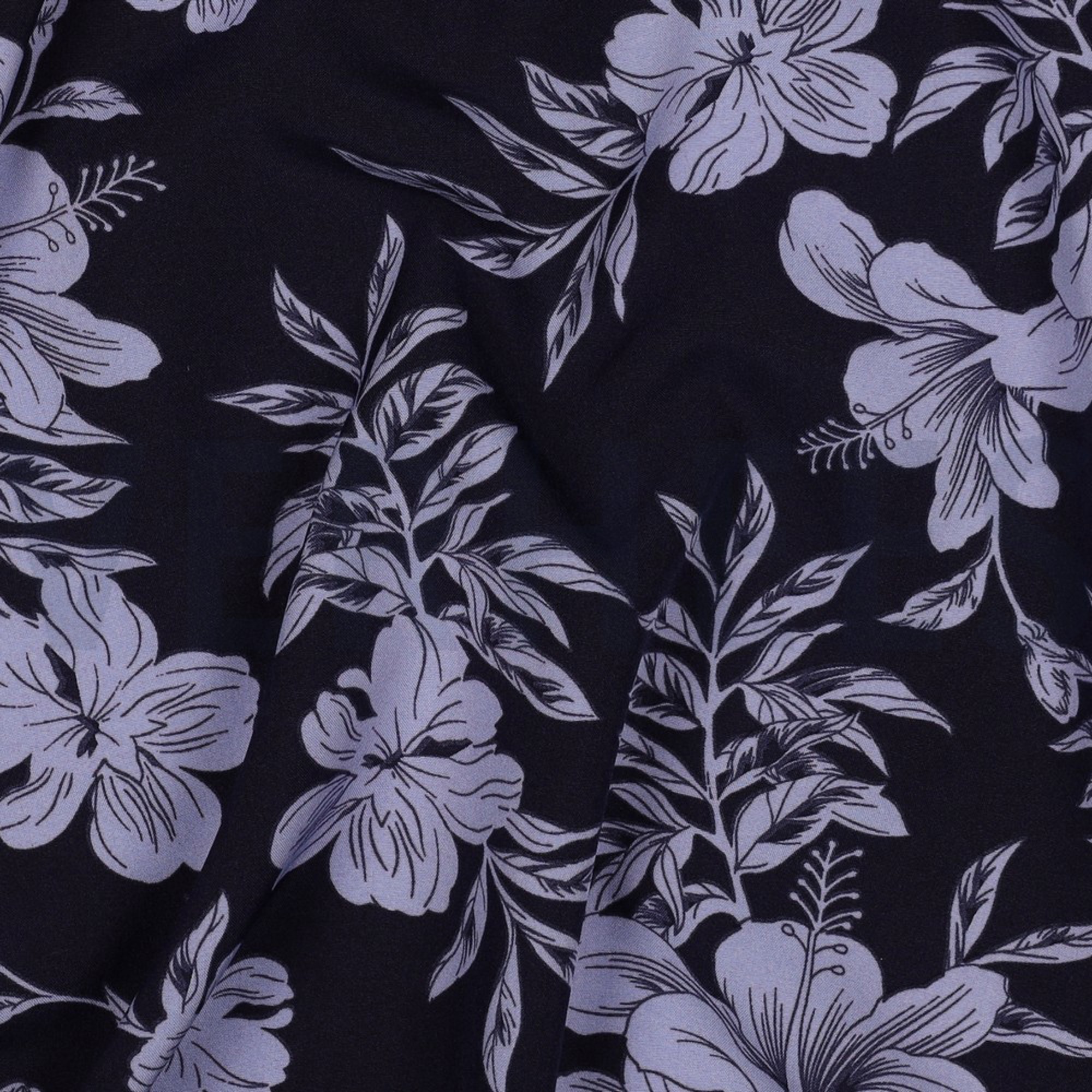 MAGNOLIA STRETCH TROPISCHE BLOEMEN MARINEBLAUW (high resolution) #2