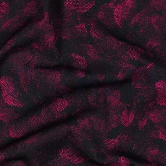 VISCOSE ROSELLA STRETCH DIGITAL FLEURS FUCHSIA #7