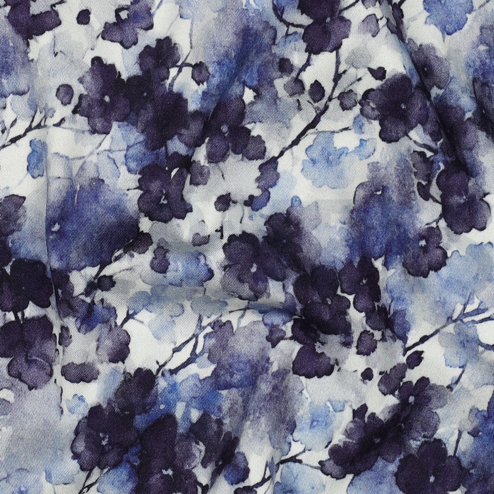 VISCOSE ROSELLA STRETCH DIGITAAL BLOEMEN JEANSBLAUW #7