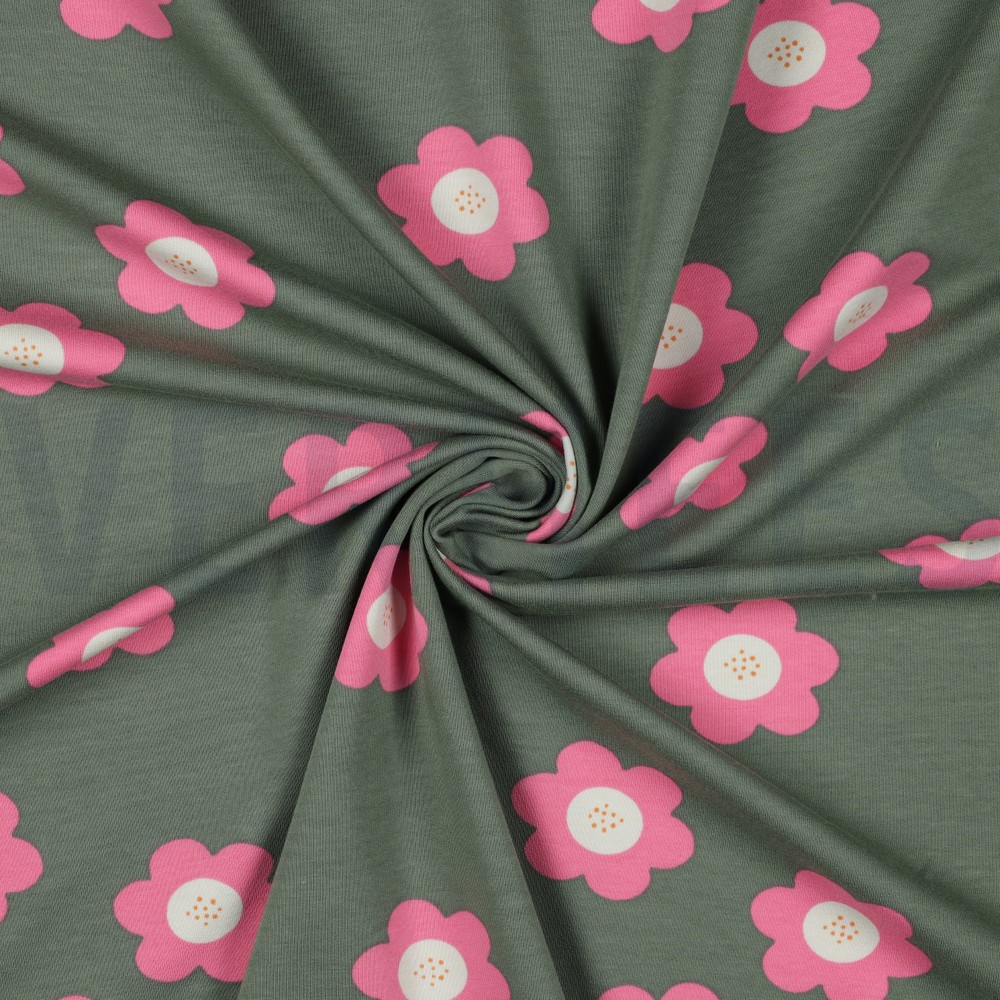 FRENCH TERRY GROSSE BLUMEN JADE #7