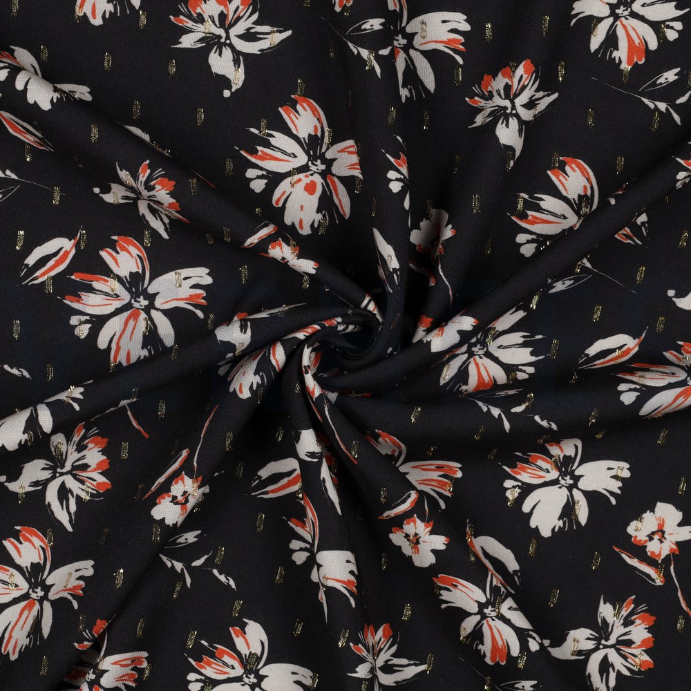 VISCOSE LUREX FLEURS NOIR #7