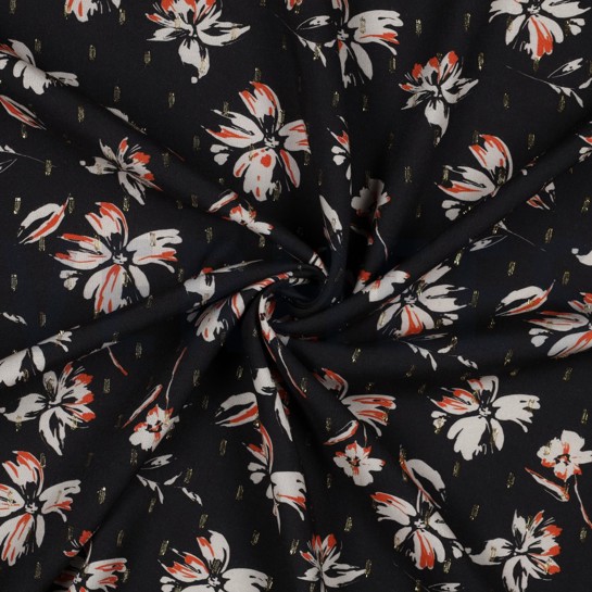 VISCOSE LUREX FLOWERS BLACK #7