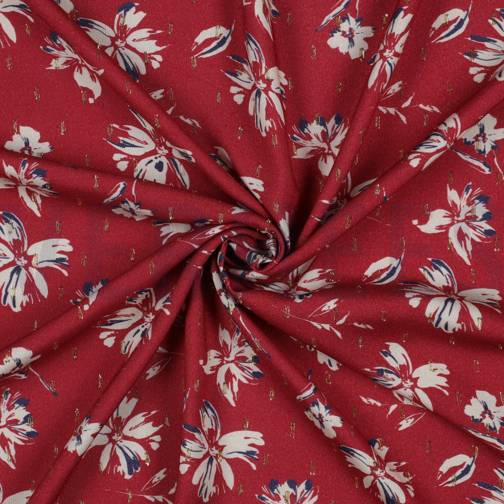 VISCOSE LUREX FLOWERS ROSSO RED #7