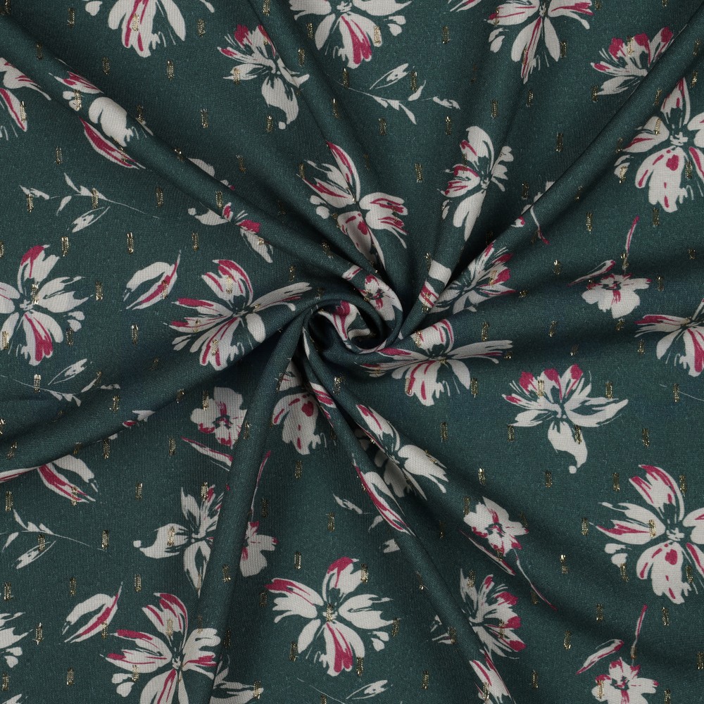 VISCOSE LUREX FLOWERS DARK EMERALD #7