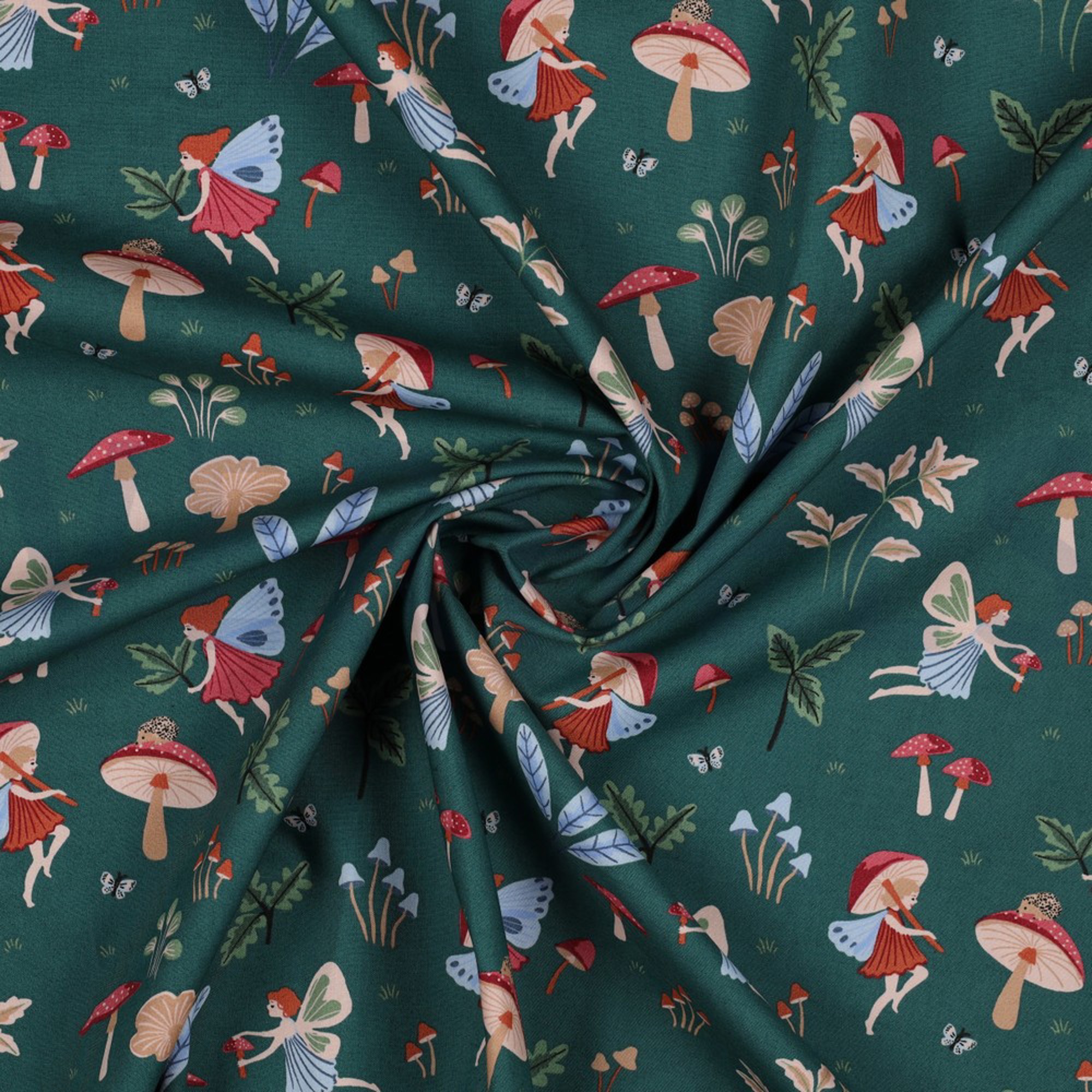 BAUMWOLLE POPELINE MÄRCHEN SMARAGDGRÜN (high resolution) #2