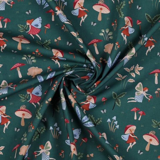 BAUMWOLLE POPELINE MÄRCHEN SMARAGDGRÜN #7