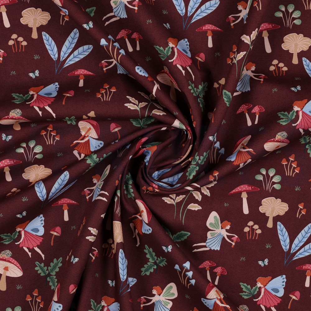 POPELINE DE COTON TISSAGE FIN CONTE DE FÉES BORDEAUX #7