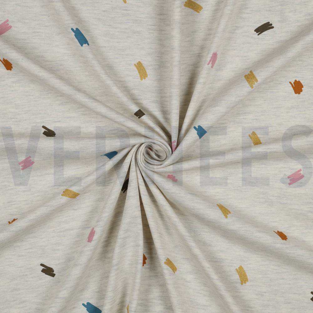 JERSEY MELANGE GLITTER SCRIBBLES ECRU #7