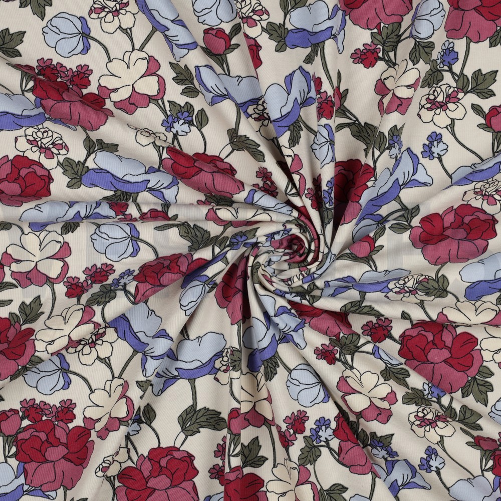 JERSEY GROSSE BLUMEN ECRU #7