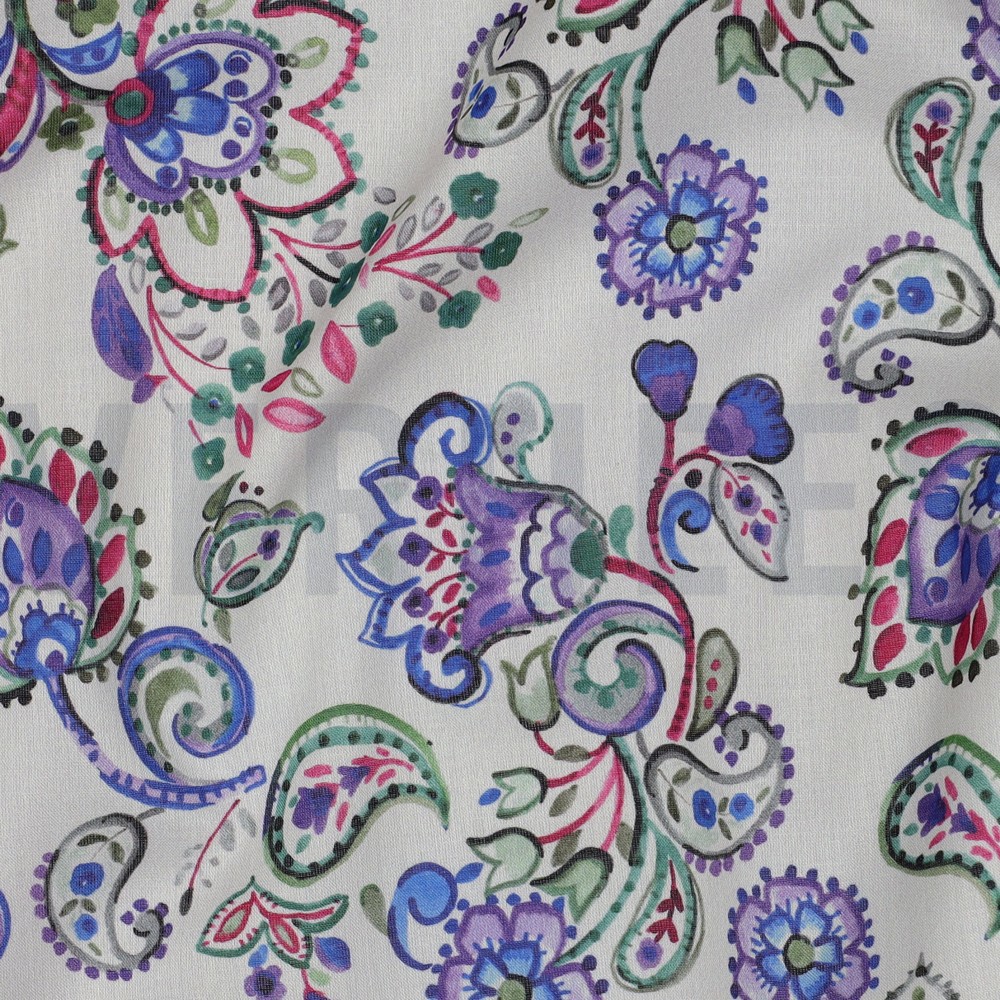 COTON VOILE DIGITAL FLEURS BLANC CASSÉ #7