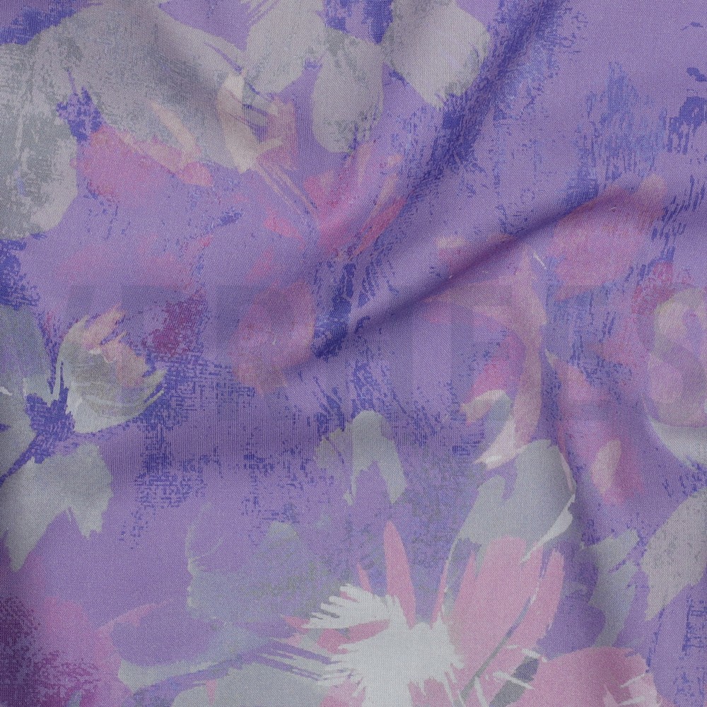 COTTON VOILE DIGITAL FLOWERS LAVENDER #7
