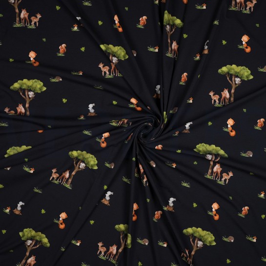 JERSEY DIGITAL FOREST ANIMALS NAVY #7