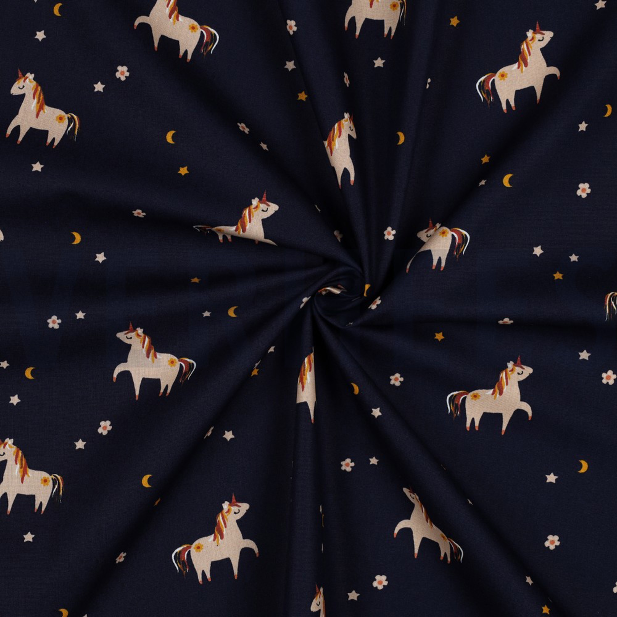 BAUMWOLLE POPELINE EINHÖRNER MARINEBLAU (high resolution) #2