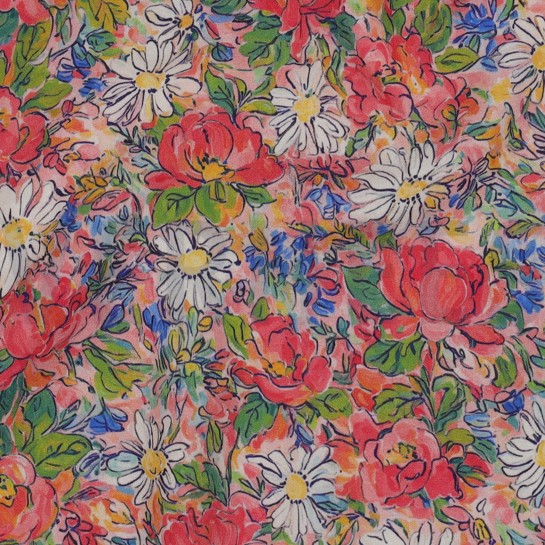 LENZING™ ECOVERO™ DIGITAL FLOWERS PINK #7