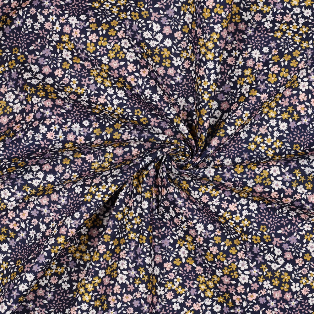 POPLIN SMALL FLOWERS NAVY #7