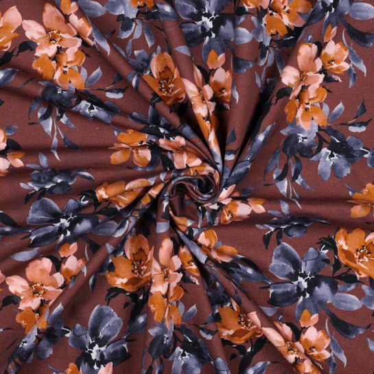 FRENCH TERRY DIGITAAL BLOEMEN MAUVE #7