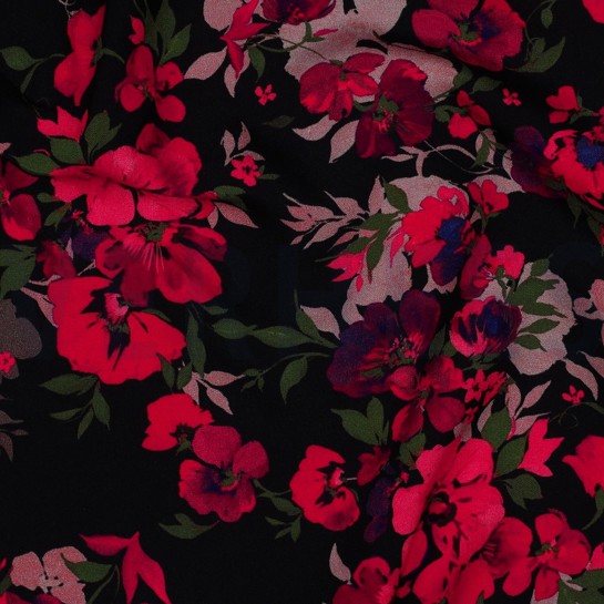 LENZING™ ECOVERO™ DIGITAL FLOWERS BLACK #7