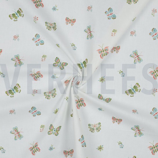 POPLIN DIGITAL BUTTERFLIES WHITE #7