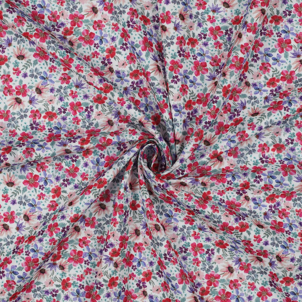 KATOENEN POPLIN DIGITAAL KLEINE BLOEMEN WIT #7