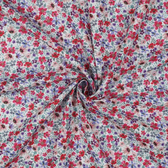 POPLIN DIGITAL SMALL FLOWERS WHITE #7