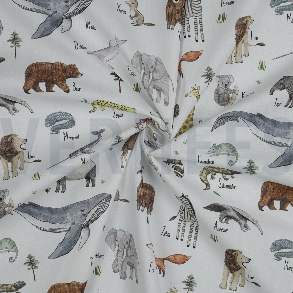 KATOENENPOPLIN DIGITAAL DIEREN WIT #7