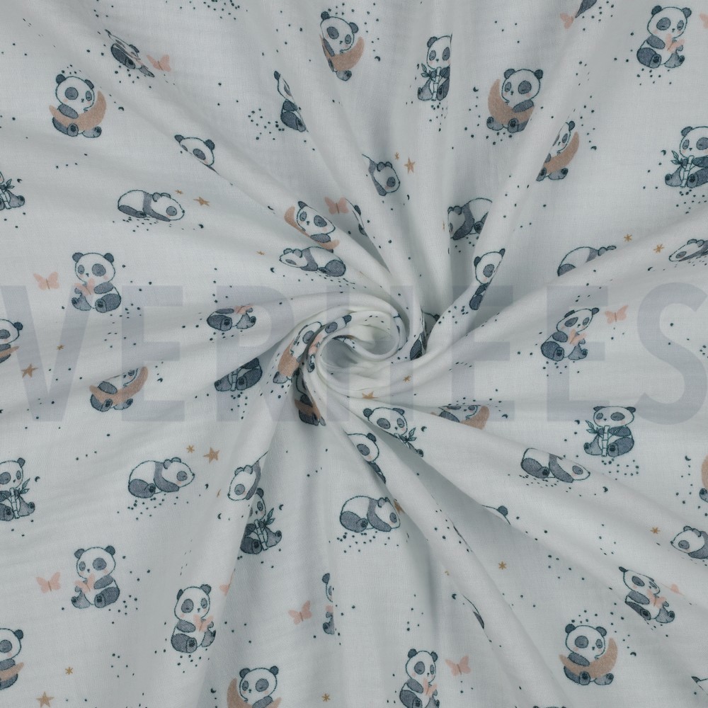 DOUBLE GAUZE DIGITAL PANDAS WHITE #7