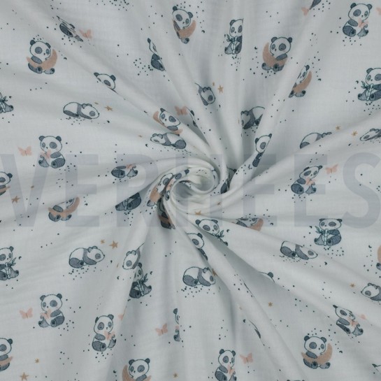 DOUBLE GAZE DE COTON PANDAS BLANC #7