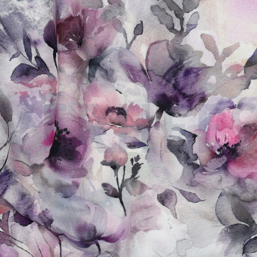 LENZING™ ECOVERO™ DIGITAL BLUMEN LAVENDEL #7