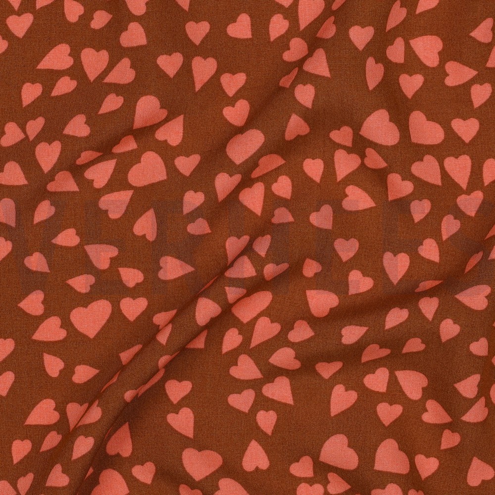 LENZING™ ECOVERO™ HEARTS BROWN #7