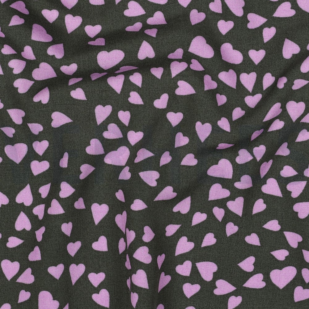 LENZING™ ECOVERO™ HEARTS ARMY GREEN #7