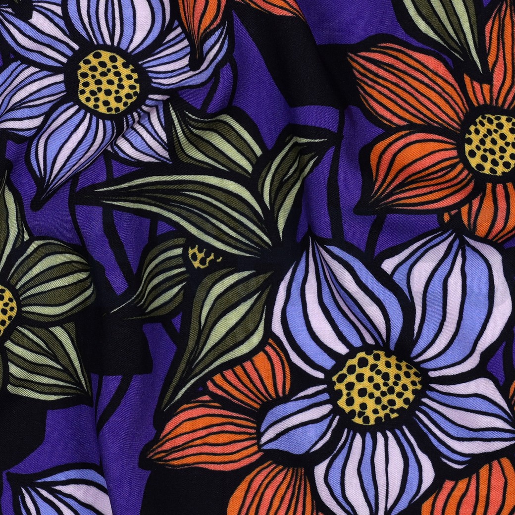 LENZING™ ECOVERO™ BLOEMEN KOBALTBLAUW #7