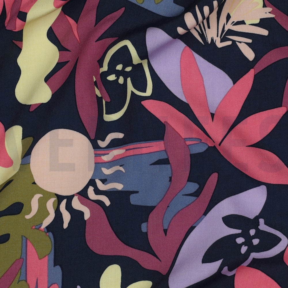 LENZING™ ECOVERO™ FLOWERS NAVY #7