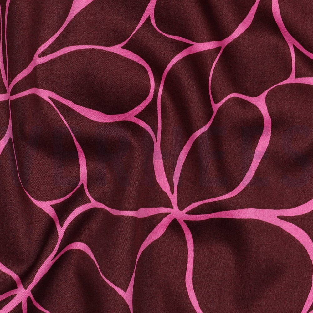 COTON SATIN FLEURS BORDEAUX #7