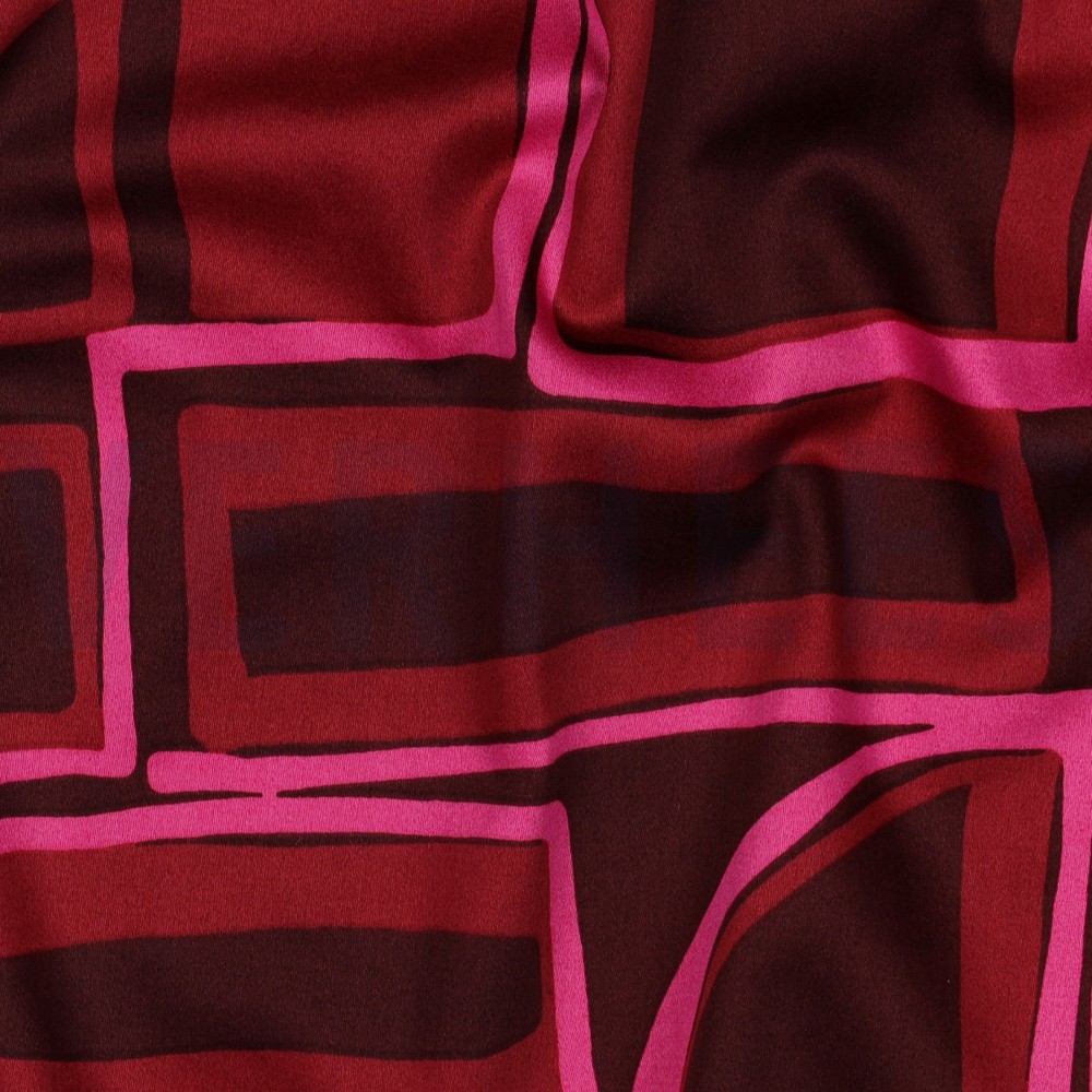 BAUMWOLLE SATIN GEOMETRISCH BORDEAUXROT #7