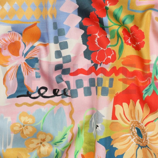 COTTON SATIN DIGITAL PATCHWORK YELLOW #7